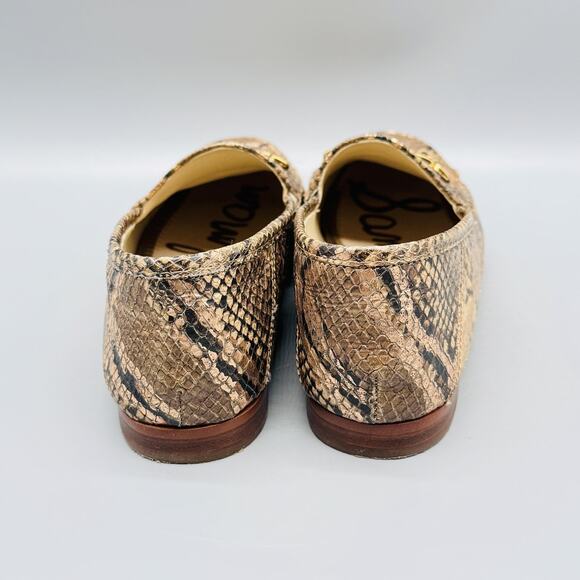 Sam Edelman Shoes Women 7 Brown Leather Loraine Horsebit Loafer Snake Print Flat - Picture 7 of 13